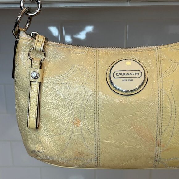 Coach Bag Purse Handbag Y2K Leather Signature Stripe Logo Patent Crossbody Bag - Picture 2 of 16